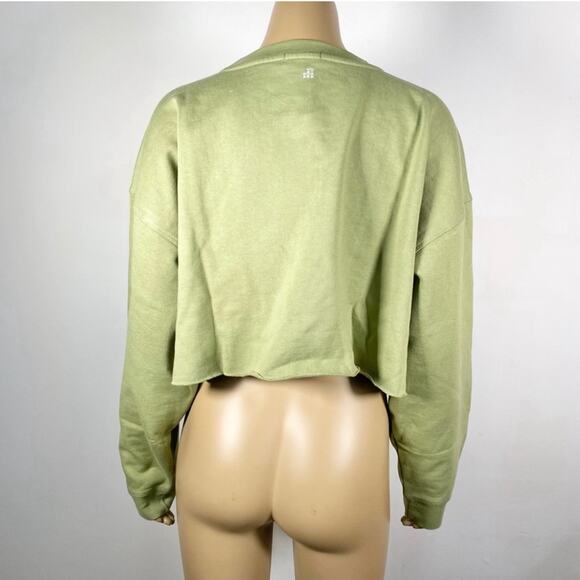 WEWOREWHAT Cropped Sweatshirt Solid Sage green Medium Danielle - Picture 2 of 5